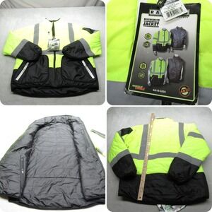Radians Safety Jacket Mens Large‎ Black Yellow Reversible Hi Vis Reflective NWD